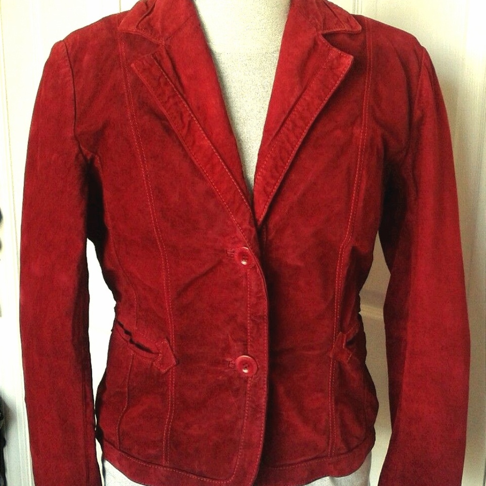 Burgundy WASHABLE Red Ox Blood Suede Jacket Blazer
